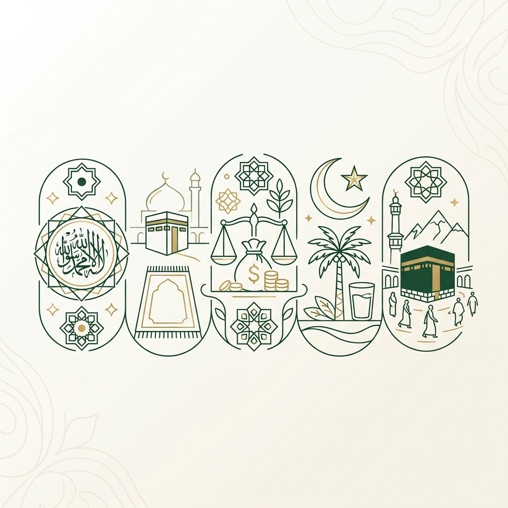 Illustration of the Five Pillars of Islam